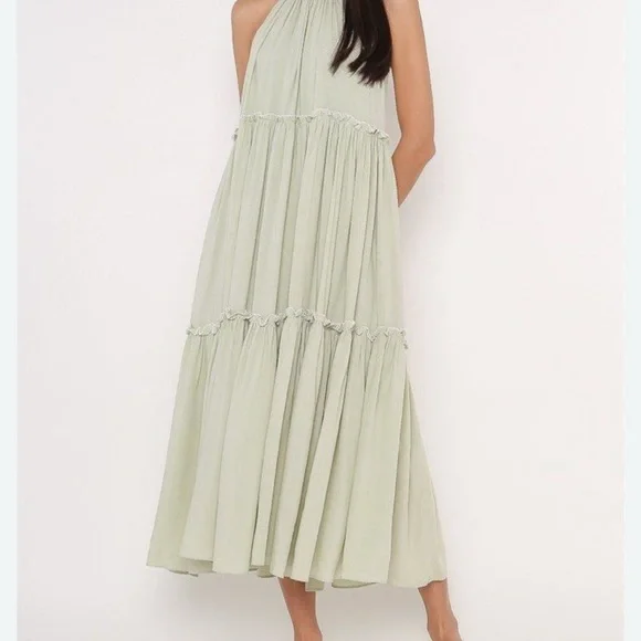 Rachel Zoe Elegant Green Halter Maxi Dress - Picture 4 of 8